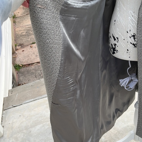 Reformation long grey swing full length dress coat with full lining in satin - Picture 11 of 14